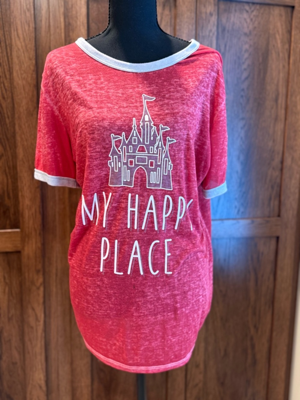 Disney Pink & White 'My Happy Place' Castle Short Sleeve Tee